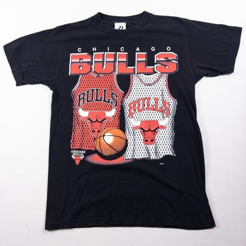 Vintage 90s Dynasty Chicago Bulls Shirt S Black NBA Basketball Graphic Jordan